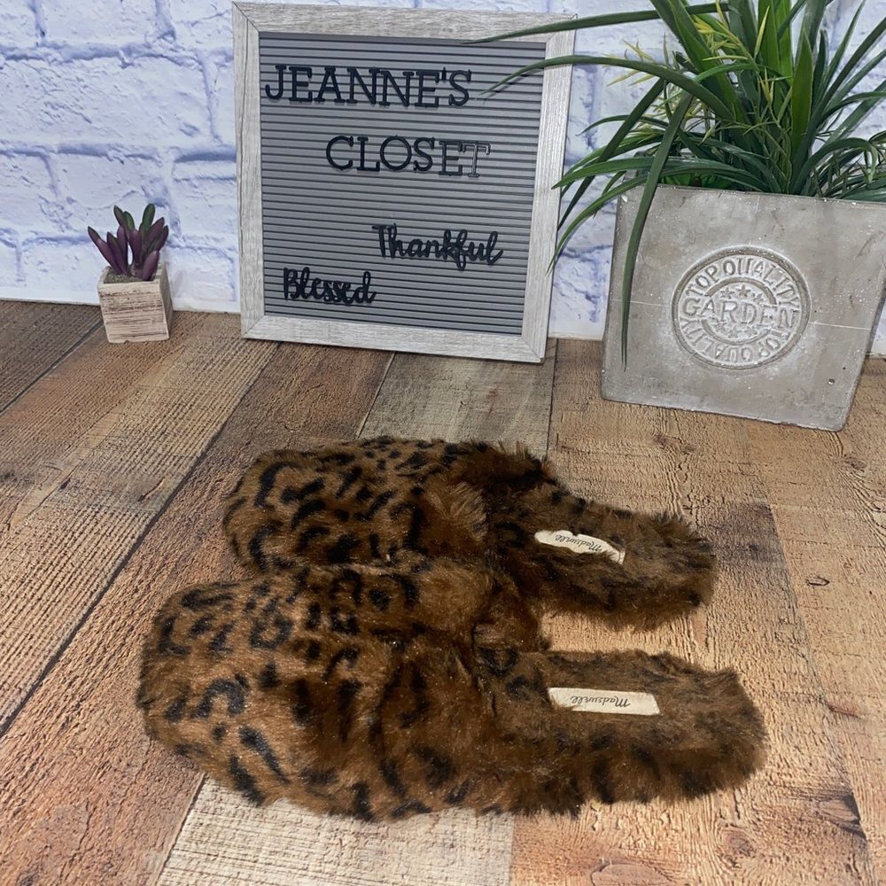 Madewell cheetah faux fur slippers